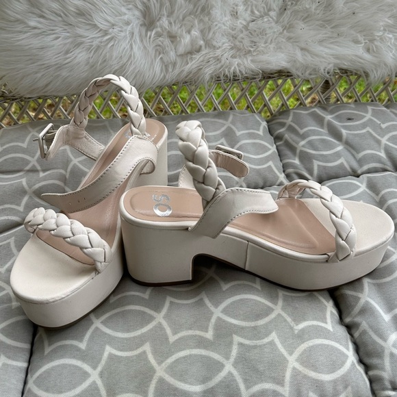 SO chunky white platform braided heel sandals size 8 - Picture 3 of 8
